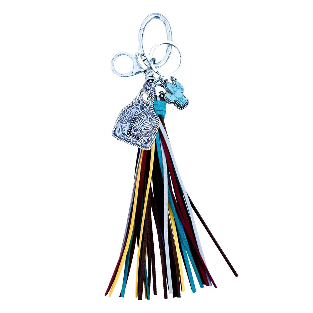 5057 Western cow ear tag Initial A-Z keychain bag charm with multi color